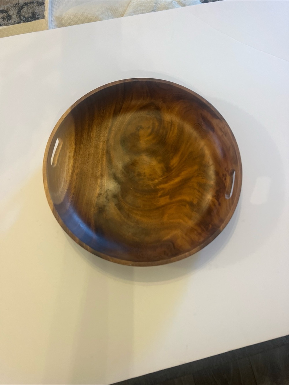 Source Unknown Brown Swirl Wooden Serving Tray with Built-In Handles